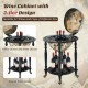 Nautical chart wine cabinet with wheels, featuring 2-tier design for wine bottles and glasses, perfect for living room.