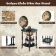 Antique globe wine bar stand with wheels, featuring a nautical chart design and two-tier storage for wine and glasses.