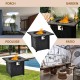Square 32-inch propane fire pit table in black with lava rocks, perfect for patio, garden, or poolside use.