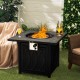 Square 32-inch propane fire pit table with lava rocks, 50,000 BTU, ideal for outdoor patio and garden use.