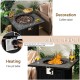 Square 32-inch propane fire pit table with lava rocks, 50,000 BTU, versatile for heating and as a coffee table for.