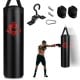 Filled punching bag set with boxing gloves, 63 lbs, durable PVC leather, ideal for indoor workouts and stress relief.