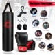 Filled punching bag set with boxing gloves, durable PVC leather, ideal for indoor workouts and various martial arts.