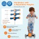 Folding adjustable kids scooter in blue with LED wheels, 3-height handlebar, and emoji covers for fun rides.