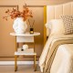 2-tier round end table with faux marble top and gold metal frame, perfect as a nightstand or side table for small.