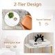 2-tier round end table with faux marble top and gold metal frame, ideal for small spaces and versatile use.
