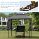 Patio BBQ grill gazebo with dual side awnings, 13.5 x 4 ft, featuring built-in shelves for food and drinks.