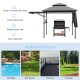Patio BBQ grill gazebo with dual side awnings, 13.5 x 4 ft, sturdy steel frame for outdoor cooking and shade.