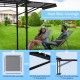 Patio BBQ grill gazebo with dual side awnings in gray, featuring a spacious design for outdoor cooking and ventilation.