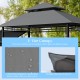 Gray 13.5 x 4 ft patio BBQ grill gazebo with dual side awnings and 2-tier canopy for enhanced ventilation and shade.