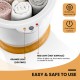 Bathroom towel warmer bucket with fragrance holder, auto shut-off, and one-button control for easy operation.