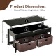 Lift top coffee table in black with dimensions, featuring storage drawers and a hidden compartment for living room use.