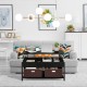 Lift top coffee table in black with drawers and hidden compartment, ideal for living room convenience and storage.