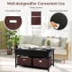 Lift top coffee table in black with folding drawers, offering convenient storage and a stable design for living room.