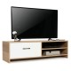 TV stand with spacious tabletop, large drawer, and 2 open shelves, suitable for 55-inch TVs, perfect for living room.