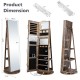 360° rotating jewelry cabinet armoire in brown with full-length mirror, LED lighting, and lockable storage for.