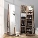 360° rotating jewelry cabinet with full-length mirror, LED lighting, and lockable storage for organized cosmetics and.
