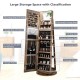 360° rotating jewelry cabinet armoire in brown with LED mirror, large storage space, and lockable door for organized.