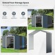 Outdoor storage shed extension kit in gray, made of premium steel, expands 9.1 ft shed to 16 ft for extra garden tool.