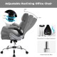 Gray adjustable swivel office chair showcasing a curved ergonomic backrest and plush seat cushion for enhanced comfort.