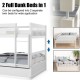 Side view of full over full bunk bed in white wood, emphasizing the space-saving trundle and modern design for.