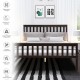 Queen size wood bed frame with headboard and footboard, made of solid pine, featuring large under-bed storage.