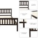 Wood bed frame with concise headboard, solid pine construction, and 8 slats for queen mattress support and stability.