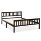 Queen size wood bed frame with headboard and footboard, made of solid pine, featuring under-bed storage and sturdy.
