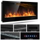 50-inch recessed electric fireplace with adjustable brightness, featuring 9 flame colors and a sleek tempered glass.