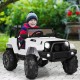 Kids' 12V remote control riding truck in white with LED lights, featuring a comfortable seat and spring suspension for.