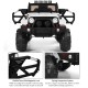 Front view of the 12V kids remote control truck with LED lights, featuring a magnetic lock double door and spring.