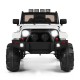 Front view of a 12V kids remote control riding truck car in white with LED lights and oversized wheels for fun driving.