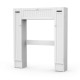 White wooden over the toilet storage cabinet with center and side cabinets, adjustable shelves, and pull-down door.