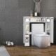Wooden over the toilet storage cabinet in white, featuring center and side cabinets for efficient bathroom organization.