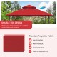 Red outdoor barbecue grill gazebo with double roof design, made of water-resistant polyester fabric for UV protection.