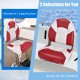 Low back folding boat seat in red and white with thick sponge padding, ideal for fishing and sailing trips.