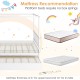 Full size white canopy bed with trundle, solid wood frame, no box spring needed, ideal for kids' bedrooms.
