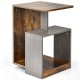 Brown 3-tier end table showcasing a minimalist design, perfect for bedside or as a sofa table with versatile storage.