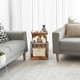 3-tier end table in brown with open storage shelves, perfect for living room or bedroom decor and organization.