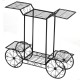 Stylish 6-tier garden cart flower rack in black metal, offering ample space for plants, perfect for balcony or patio.