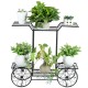 6-tier garden cart flower rack in black metal, perfect for displaying plants indoors or outdoors on patios and.