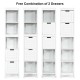 5-tier multifunctional bathroom storage cabinet in white with 2 adjustable drawers for organized space-saving.
