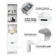 5-tier multifunctional bathroom storage cabinet with two drawers, made of waterproof P2 MDF for organized small items.