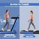 2-in-1 folding treadmill in navy, shown in running mode, featuring a 2.25 HP motor and shock-absorbing running belt.