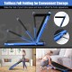 Folding treadmill in navy with remote control, showcasing its compact design for easy storage and home use.