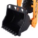 Close-up of the black digger bucket on the 12V battery-powered kids ride-on dumper truck, ideal for outdoor play.