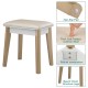 Single padded stool with non-slip pad and beech wood legs, designed for use with a makeup dressing table.