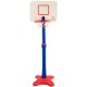 Kids adjustable height basketball hoop stand in bright colors, 65"-85" adjustable, suitable for indoor and outdoor use.