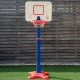 Kids adjustable height basketball hoop stand with a weather-resistant design, set at 65" for outdoor play.