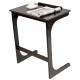 Adjustable C-shape end table in brown with tilting top, made of bamboo, ideal for laptops and books beside sofa or bed.